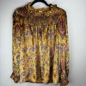 Ivy Jane Jewel Tone Crushed Velvet Winter Blouse Mock Neck Size Medium